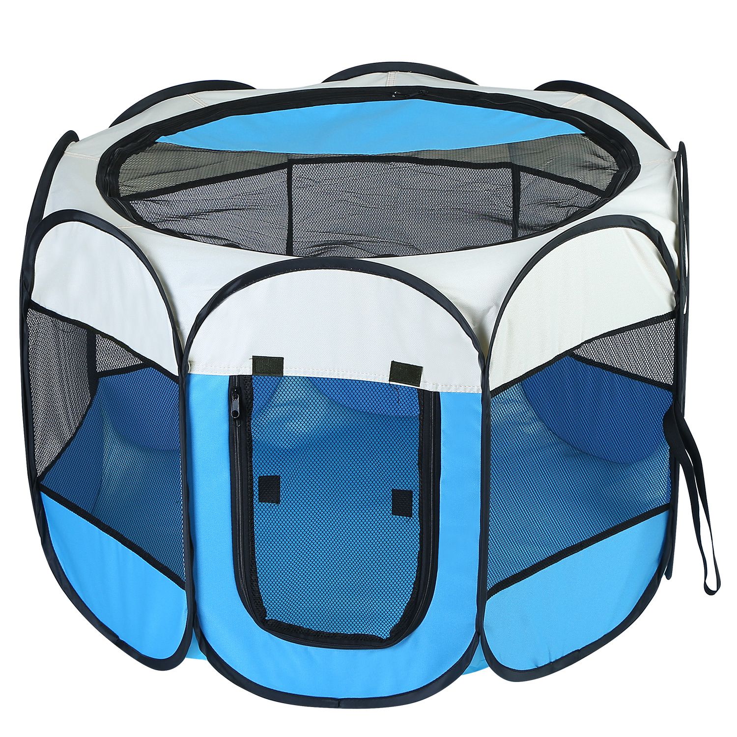 Pink-Blue Options -- 1Pc Portable Foldable Pet Tent Exercise Pen Kennel Removable Zipper Top And Bottom Water Resistant Indoor Outdoor Use For Dogs Cats Other Pets