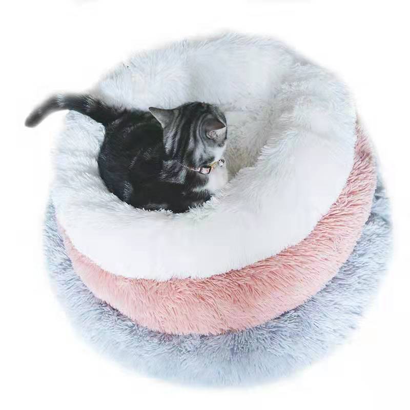 Washable Round plush kennel-Soft and Cozy Pet Bed