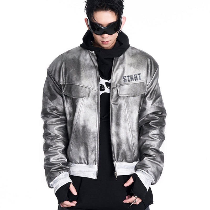 Niche Punk Flight Jacket Men's Autumn And Winter Thickening Quilted Leather Coat Motorcycle Clothing