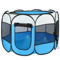 Pink-Blue Options -- 1Pc Portable Foldable Pet Tent Exercise Pen Kennel Removable Zipper Top And Bottom Water Resistant Indoor Outdoor Use For Dogs Cats Other Pets