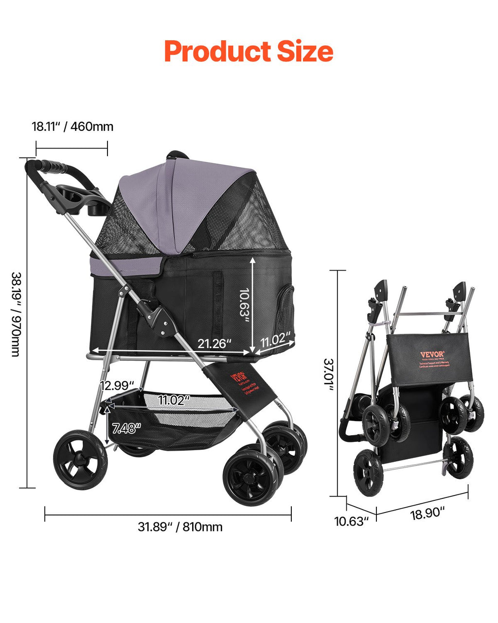 Pet Stroller – Foldable, Comfortable & Safe Stroller for Pets