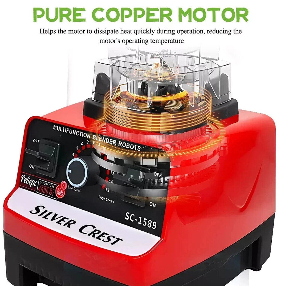 4500W Multifunctional Blender Food Processor, Smoothie, Juicer Ice Crusher 2 Jugs--Black