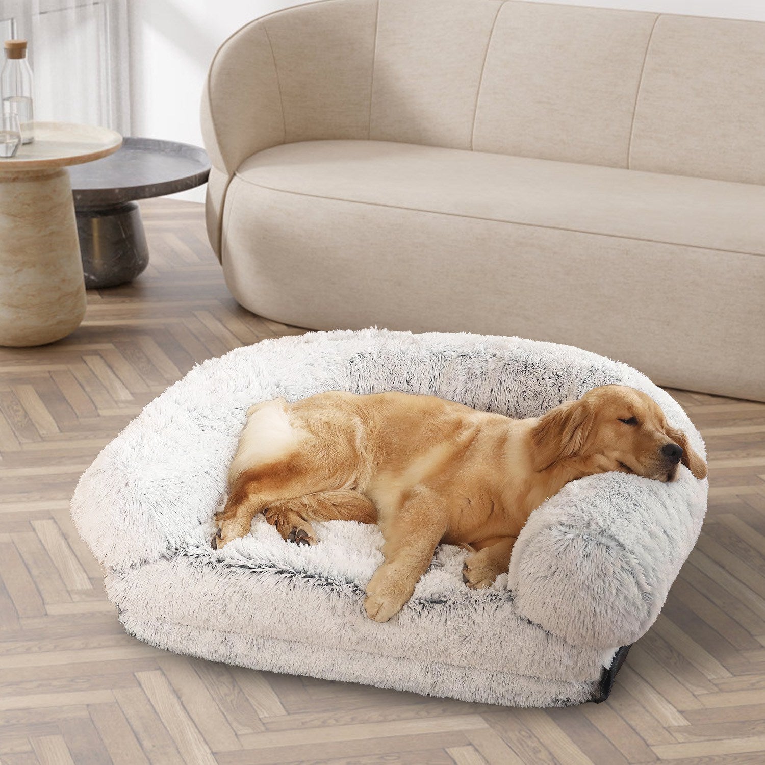 Large Foldable Human Size Dog Bed With Pillow, Washable, Zipped Removable Cover For Pets