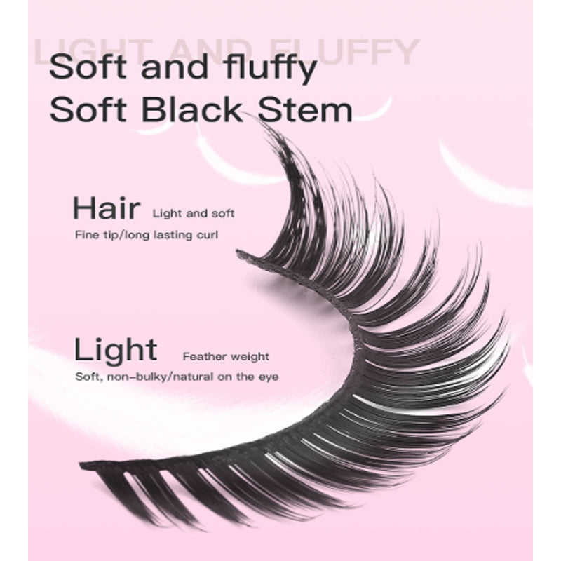 15Pairs Cat Eye Eyelashes 3D Natural False Lashes Fluffy Soft Cross Clear Band Lashes Manga Lashes Wispy Eyelash Makeup