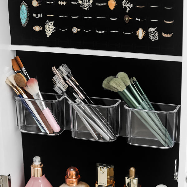 Full Mirror Wall Hanging – Elegant Full-Length Wall Mirror 4 Layers Of Storage, 3 Storage Boxes, Wooden Stickers