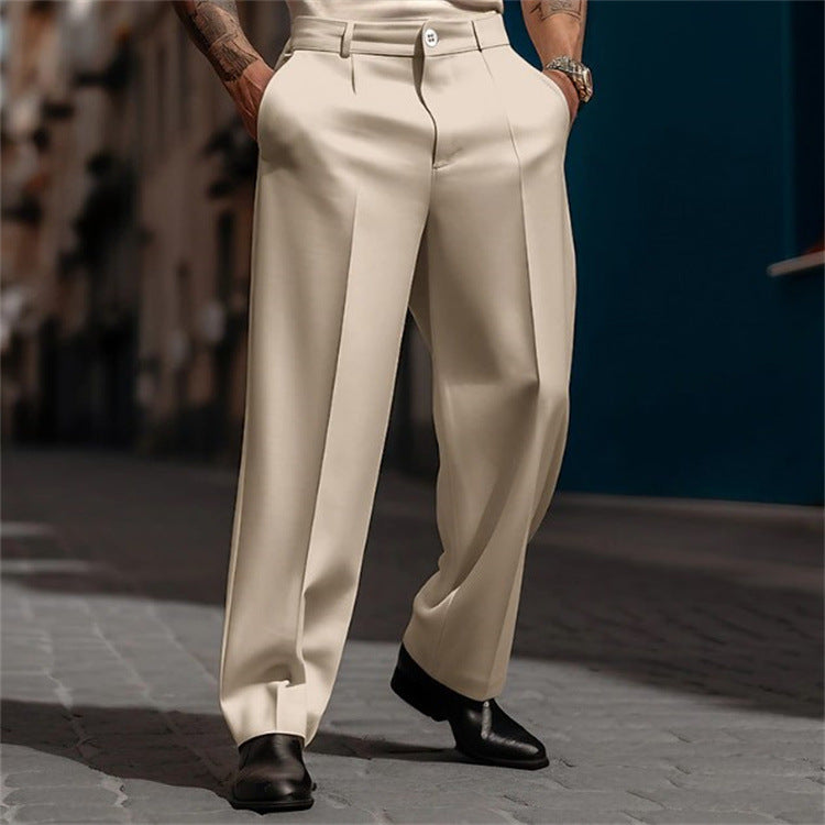 Men's Formal Wear Diagonal Pocket Straight Solid Color Breathable Outdoor Daily Outdoor Fashion Suit Pants