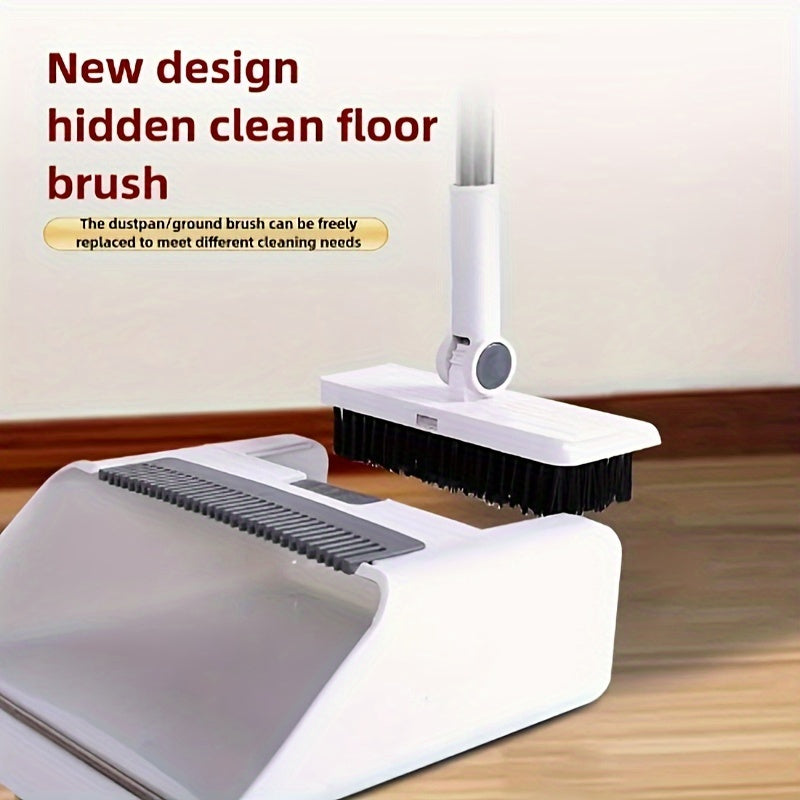 Broom And Dustpan Set 4-in-1 Multi-functional Cleaning Set Adjustable Sweeping And Water-scrubbing Broom