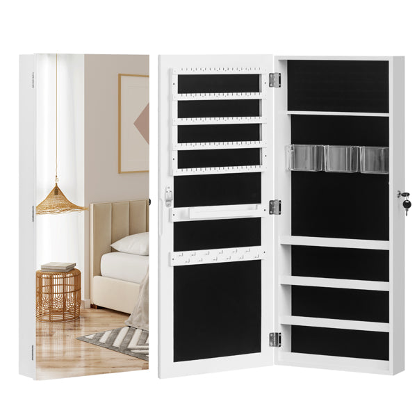 Full Mirror Wall Hanging – Elegant Full-Length Wall Mirror 4 Layers Of Storage, 3 Storage Boxes, Wooden Stickers