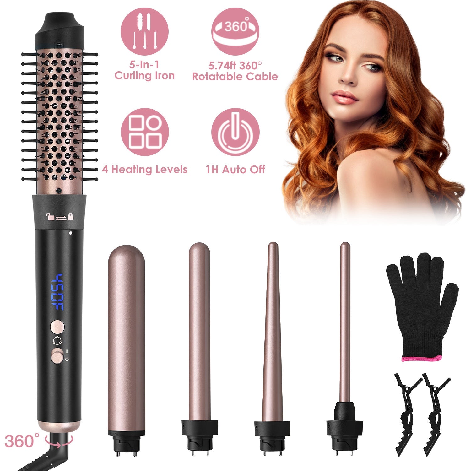 Hair Curling Iron Brush – 2-in-1 Styling Tool for Volume & Soft Curls