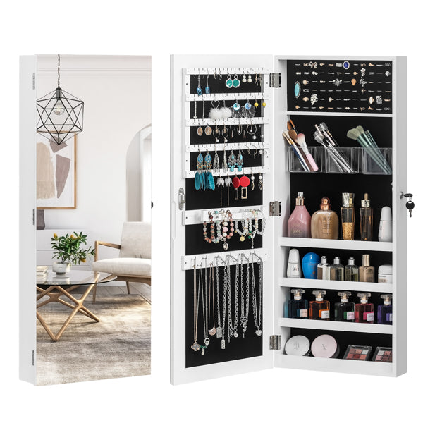 Full Mirror Wall Hanging – Elegant Full-Length Wall Mirror 4 Layers Of Storage, 3 Storage Boxes, Wooden Stickers