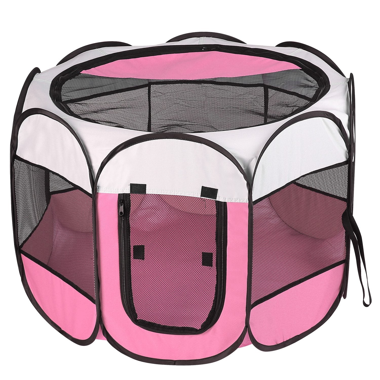 Pink-Blue Options -- 1Pc Portable Foldable Pet Tent Exercise Pen Kennel Removable Zipper Top And Bottom Water Resistant Indoor Outdoor Use For Dogs Cats Other Pets
