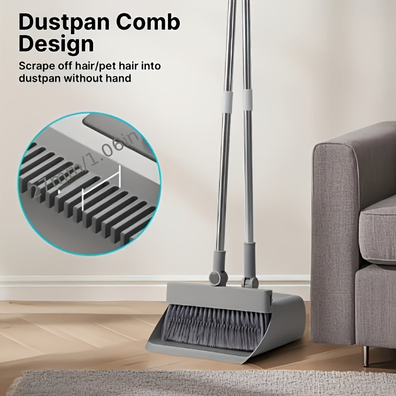 Broom And Dustpan Set 4-in-1 Multi-functional Cleaning Set Adjustable Sweeping And Water-scrubbing Broom
