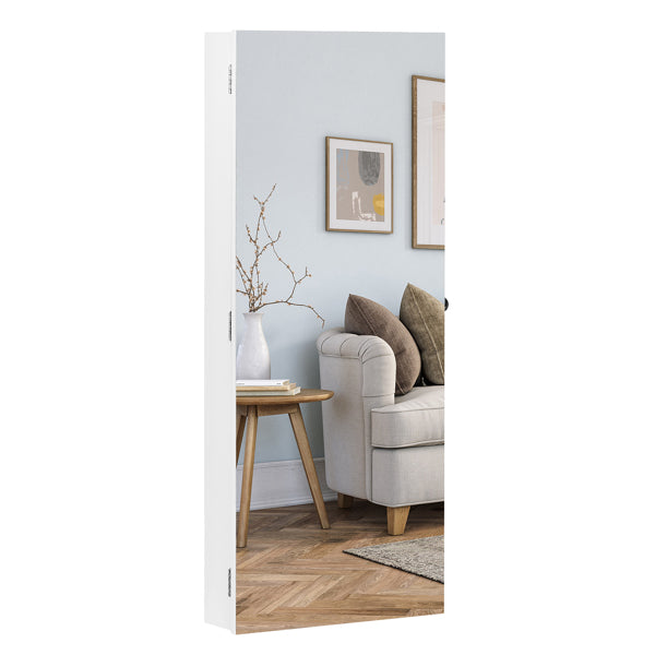 Full Mirror Wall Hanging – Elegant Full-Length Wall Mirror 4 Layers Of Storage, 3 Storage Boxes, Wooden Stickers
