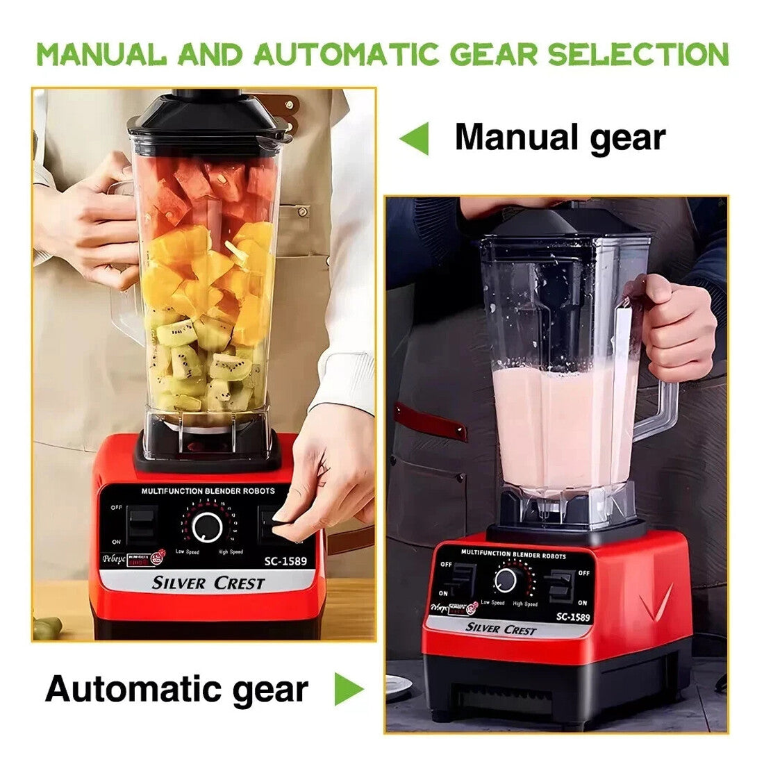 4500W Multifunctional Blender Food Processor, Smoothie, Juicer Ice Crusher 2 Jugs--Black