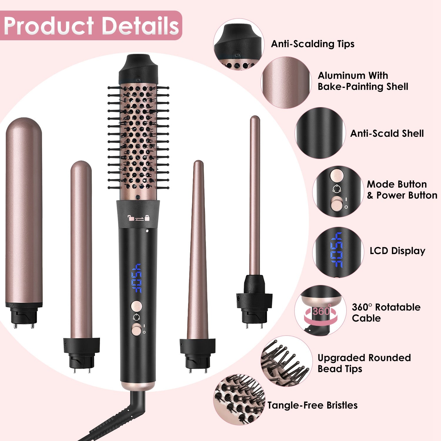 Hair Curling Iron Brush – 2-in-1 Styling Tool for Volume & Soft Curls