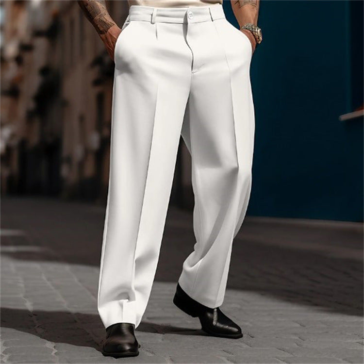 Men's Formal Wear Diagonal Pocket Straight Solid Color Breathable Outdoor Daily Outdoor Fashion Suit Pants