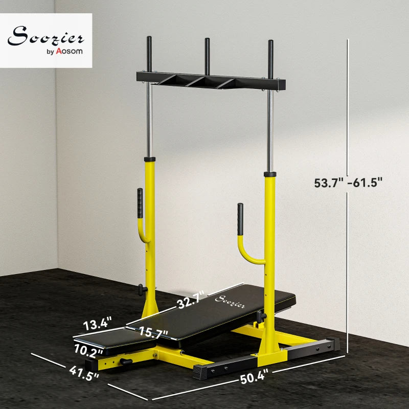 Soozier Vertical Leg Press Machine With Adjustable Leg, Back, And Head Positions, 1 Standard Plate Compatible, Yellow