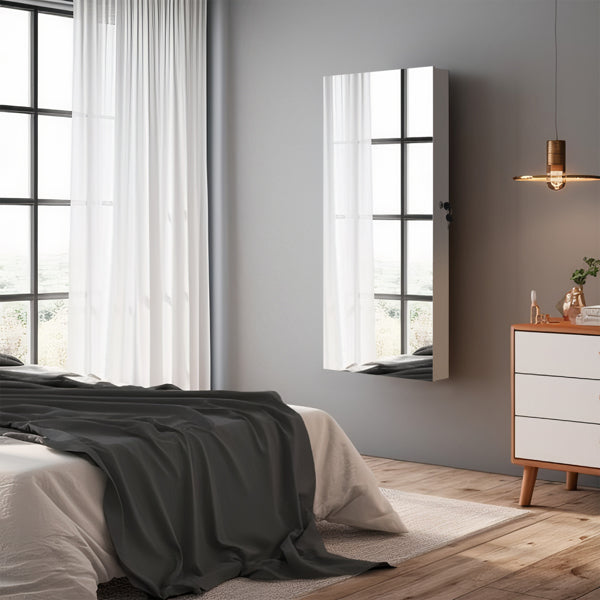 Full Mirror Wall Hanging – Elegant Full-Length Wall Mirror 4 Layers Of Storage, 3 Storage Boxes, Wooden Stickers