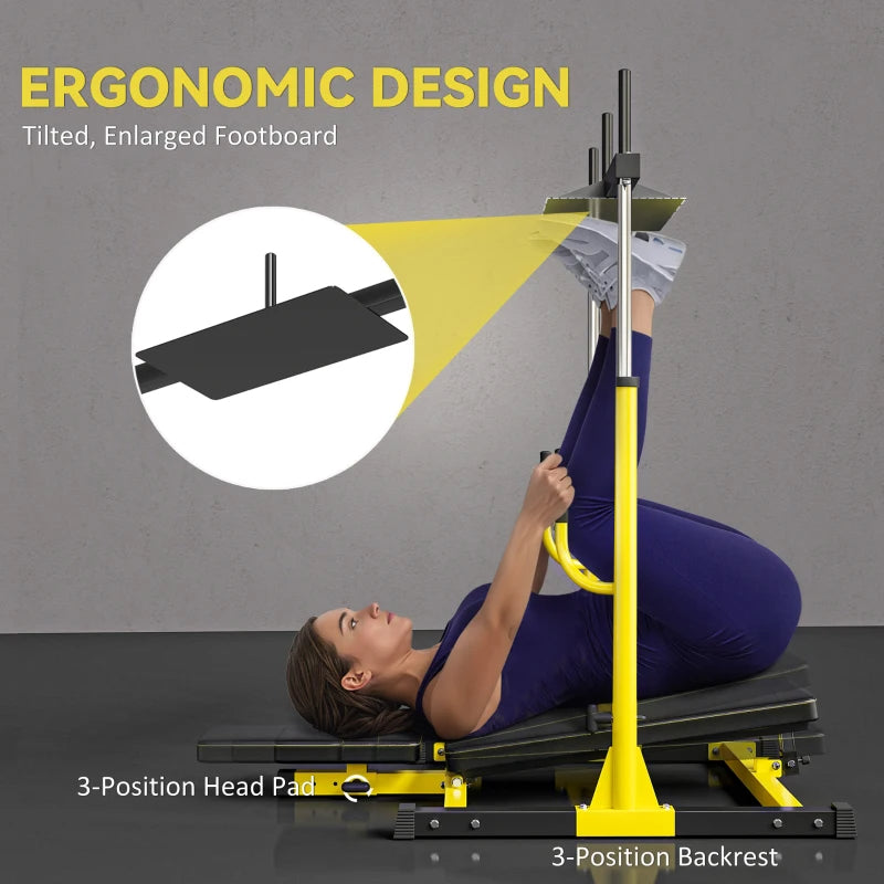 Soozier Vertical Leg Press Machine With Adjustable Leg, Back, And Head Positions, 1 Standard Plate Compatible, Yellow
