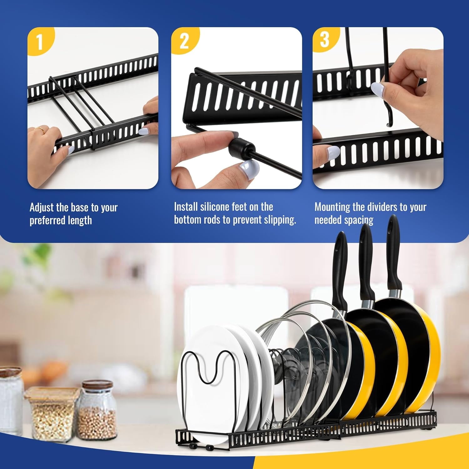 Pot Organizer Lid Rack – Space-Saving Cookware Storage Organizer