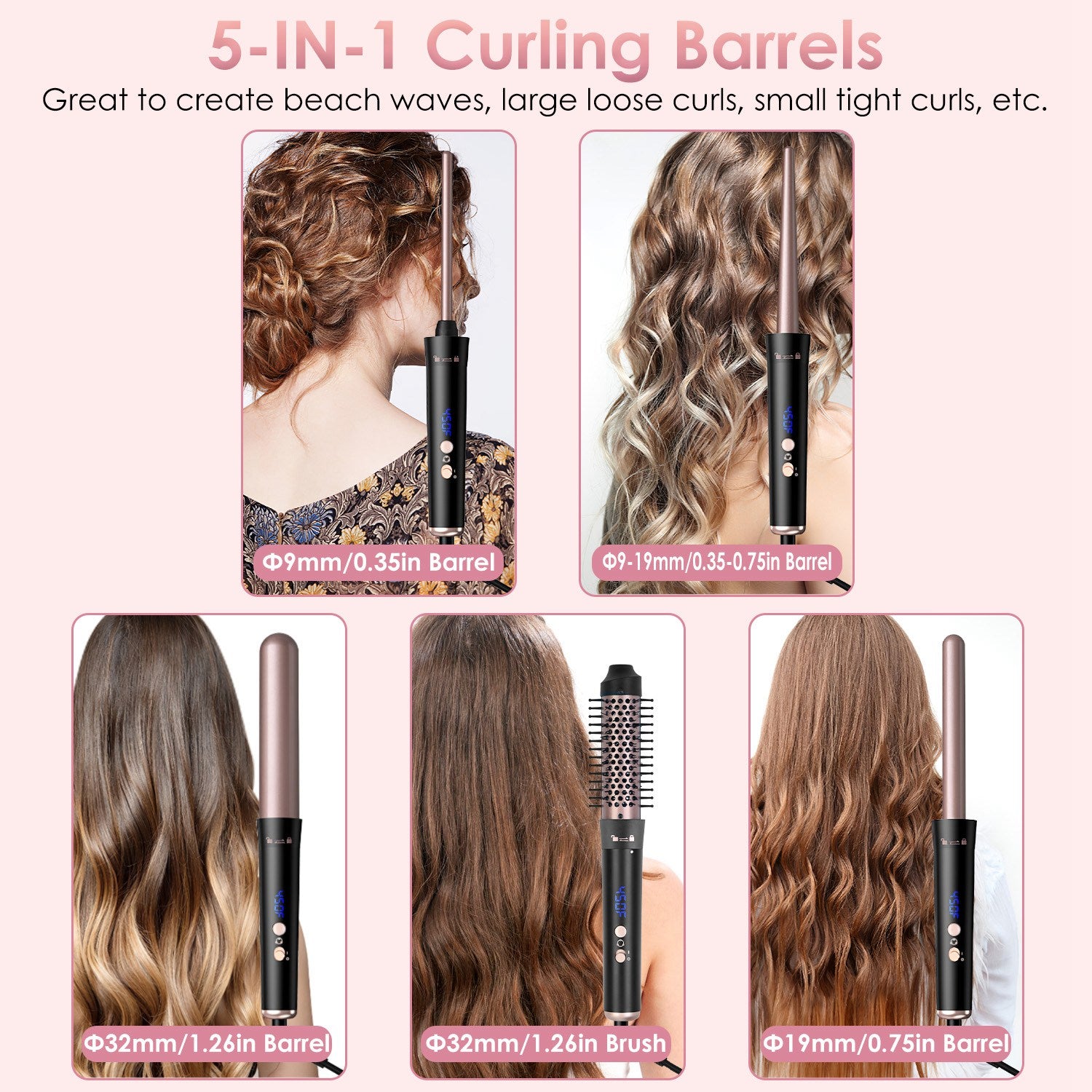 Hair Curling Iron Brush – 2-in-1 Styling Tool for Volume & Soft Curls