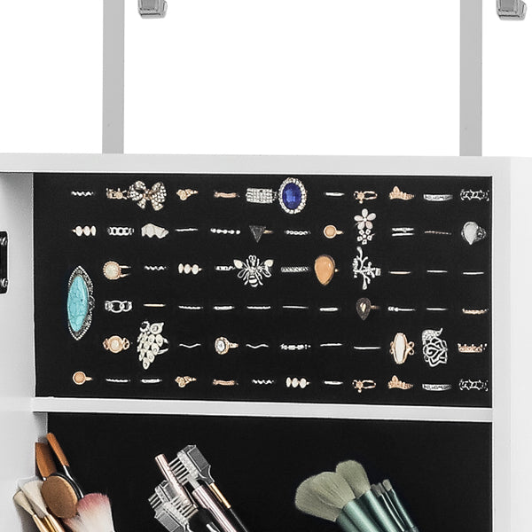 Full Mirror Wall Hanging – Elegant Full-Length Wall Mirror 4 Layers Of Storage, 3 Storage Boxes, Wooden Stickers